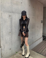 Leather cargo skirt pants
