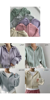 キャンディーニットウェアフードジップアップ / candy knitwear hooded zip-up