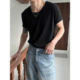 [MUSCLE FIT] Golgi u neck half t-shirts(4color)