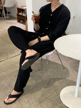 ニューゲントオーシャンアイスプリーツセットアップロングスリーブカーディガン / New Gent Ocean Ice Pleats Set-up Long-Sleeved Cardigan (2 colors)