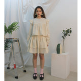 Floria shirring blouse (ivory) (6656430997622)