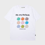 マルチーズクレヨンドローインフハーフスリーブTシャツ / Maltese crayon drawing half sleeve tshirts