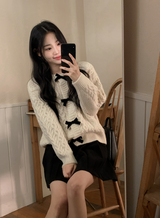 Velvet Ribbon Cable Knit Cardigan (3color)