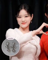 [IU Piercing] Dainty Heart Crystal and Ribbon Huggies Piercing - Silver Color