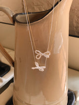 アイレットリボンパールネックレス / [925silver] Eyelet ribbon pearl necklace