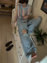 ソルトワイドデニムパンツ / Salt mufa wide denim pants (2 color)