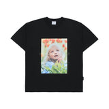 ベイビーフェイスフラワーガーデンガール半袖Tシャツ BLACK