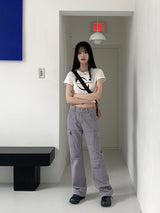 ベ―ルプリントクロップ半袖Tシャツ/Bellou printed cropped short-sleeved T-shirt
