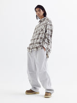 Loose wool check shirts Beige