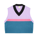 Striped crop knit vest [Lilac] (6535249133686)