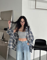 [UNISEX] ストリングチェックシャツ