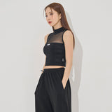 ミッドシースルー クロップドノースリーブ/mid see-through cropped sleeveless(9185)