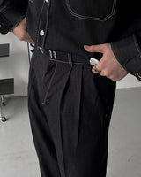 ECTフェイクデニムワイドパンツ / ECT Fake Denim Wide Pants (Set - Up / 1 color)