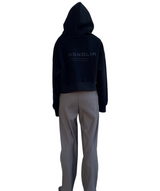 エンボスクロップドフーディー/Emboss Cropped Hoodie-BLACK