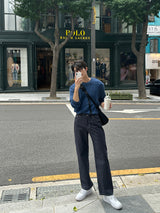 クボセミワイドローデニムパンツ / Kubo Semi-Wide Raw Denim Pants (2 colors)