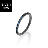 [S925]１㎜テニスリング/[S925] 1MM Blue Tennis Rilng (black silver)