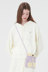 スモールチェリーショットニットフーディー／SMALL CHERRY SHORT KNIT HOODIE [CREAM]