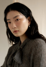 double tear earring - silver