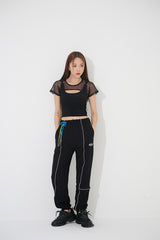 スリーブレスレイヤードクロップTシャツ/TOP(9233)Sleeveless Layered Crop Tee
