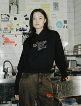 ホットフィックスセラーロゴフーディー / W HOTFIX SELLER LOGO HOODIE BLACK(CV2CFFM409A)