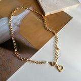 ボールドハート淡水パールネックレス2ウェイYチョーカーネックレス/hay Bold Heart Fresh Water Pearl Necklace Two Way y Choker Necklace