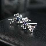 シャイニークロスS2ジェムストーンシルバースタッズイヤリング / Shiny Cross-S2 Gemstone silver stud earring (4595494584438)