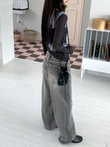/Grace Cutting Slit See-Through Warmer Long Sleeve T-Shirt