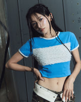 lace linger tee - blue