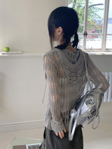 Porea 2WAY Overfit Knitwear hoodie Cardian