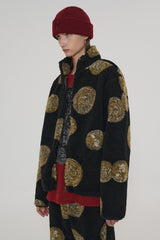 COIN JACQUARD FLEECE JACKET / BLACK (6601036988534)