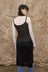 [22S] MESH ARGYLE KNIT ONE PIECE