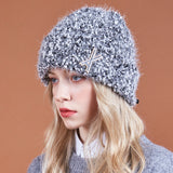 VA Brooch Bokashi Knit Beanie Black