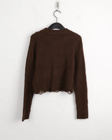 Tuma damage snap button collar knit cardigan