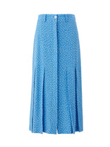 プリーツロングスリットスカート / Pleated long slit skirt - Blue flower
