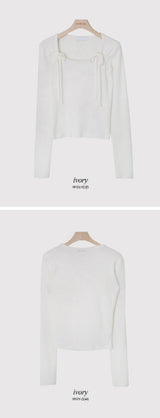 Lovely Ribbon Square Neck T-shirt (4color)