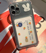 モチラビットホワイトキャロットカードストレージフォンケース