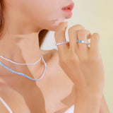 [S925]ハーフテニスリング/[S925] Blue Half Tennis Rilng (silver)