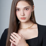 TWIST GOLD CHAIN EARRING (6618489946230)