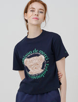Women's Bear Friends Relax Crop Tee NavyGreen(FCC2TS386W)