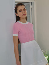 SMALL LOGO HALF KNIT PINK