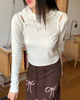Tough Napping Cutout Slit Goffcore Long-Sleeved HoodieT-Shirt