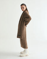 ALPACA CABLE KNIT MUFFLER & ONEPIECE SET - COCOA (6635997102198)