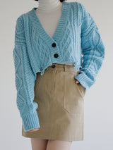 ダメージクロップニットカーディガン/Damage Crop Knit Cardigan (3color)