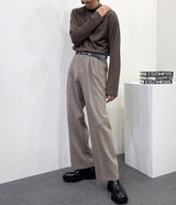 カーリング3タックスラックス/UN718 Curling Three-Tuck Slacks (3 colors)