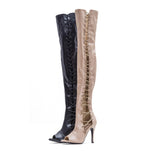 Side Point Open Toe Boots Heel(Black)