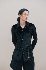Velvet Dot Scrunchie (Black)