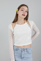 レースホルターネックTシャツ / Lace Halterneck T-shirt