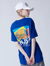 ハンバーガーTシャツ/[ENJOY YOUR MEAL] HAMBURGER 1/2 T-SHIRT_BLUE