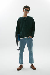 ダメージ＆オイルウォッシュドスウェットシャツ / Damaged & Oil Washed Sweatshirt, Green