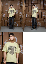 [24SS] HALFTONE DOT LAYER FUZZY RABBIT SHORT SLEEVE T-SHIRT LIGHT YELLOW